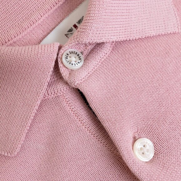 Ben Sherman Short Sleeve Polo Shirt Light Pink Preppy Cotton Knitted Small - Picture 7 of 13